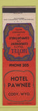 Matchbook Cover - Hotel Pawnee Cody WY