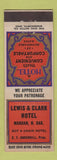 Matchbook Cover - Lewis and Clark Hotel Mandan ND
