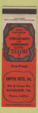 Matchbook Cover - Capitol Hotel Richmond VA