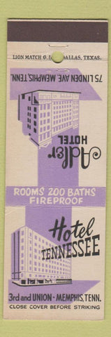 Matchbook Cover - Adler Hotel Memphis TN