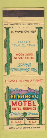 Matchbook Cover - El Gancho Motel El Paso TX Cactus