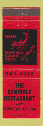 Matchbook Cover - Seminole Restaurant Clewiston FL