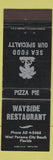 Matchbook Cover - Wayside Restaurant West Panama City Beach FL