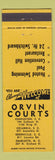 Matchbook Cover - Orvin Courts Charleston Columbia Greenville SC