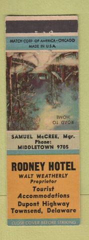 Matchbook Cover - Rodney Hotel Townsend DE ROAD TO HOME #1