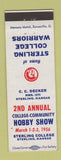 Matchbook Cover - Sterling College Warriors Hobby Show Sterling KS 1956