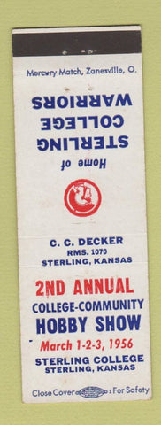 Matchbook Cover - Sterling College Warriors Hobby Show Sterling KS 1956