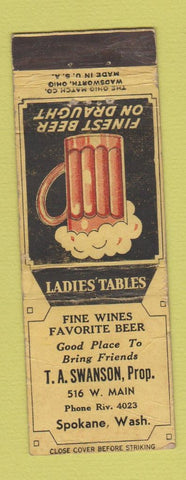 Matchbook Cover - TA Swanson Spokane WA restaurant bar WORN