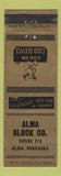Matchbook Cover - Alma Block NE low phone #