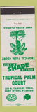 Matchbook Cover - Tropical Palm Motel Court Fort Myers FL WORN