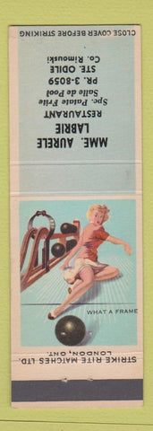 Matchbook Cover - Mme Aurele Labrie Restaurant Ste Odile QC pinup