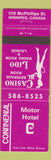 Matchbook Cover - Continental Motor Hotel girlie Winipeg MB