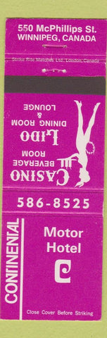 Matchbook Cover - Continental Motor Hotel girlie Winipeg MB