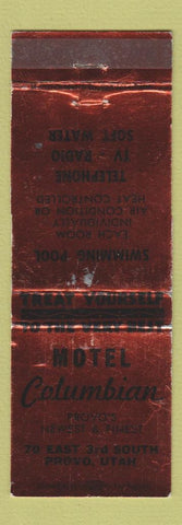 Matchbook Cover - Motel Columbian Provo UT WORN