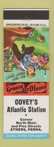 Matchbook Cover - Covey's Atlantic oil gas Athens PA