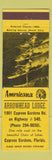 Matchbook Cover - Arrowhead Lodge Cypress Gardens FL Perkins Americana girlie