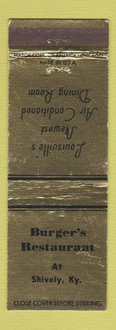 Matchbook Cover - Burger's Restaurant Shively KY