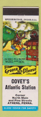 Matchbook Cover - Covey's Atlantic oil gas Athens PA