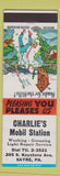 Matchbook Cover - Charlie's Mobil oil gas Sayre PA hillbilly