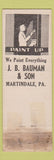Matchbook Cover - JB Bauman Son Asphalt Roofing Martindale PA