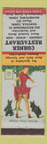 Matchbook Cover - Corner Restaurant Watertown CT low phone # pinup