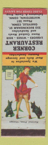 Matchbook Cover - Corner Restaurant Watertown CT low phone # pinup