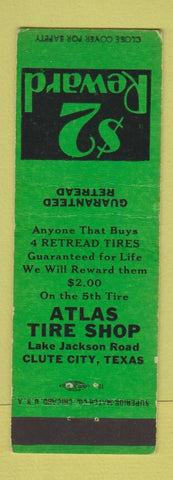 Matchbook Cover - Atlas Tire Shop Clute City TX