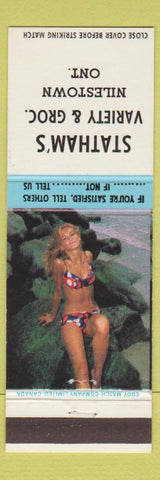 Matchbook Cover - Statham's Variety Grocery Nilestown ON pinup