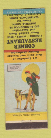 Matchbook Cover - Corner Restaurant Watertown CT low phone # pinup