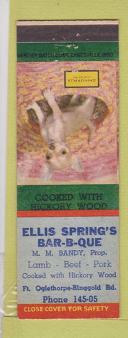 Matchbook Cover - Ellis Springs BBQ Fort Oglethorpe Ringgold? GA