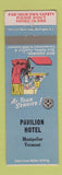 Matchbook Cover - Pavilion Hotel Montpelier VT