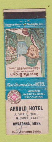 Matchbook Cover - Arnold Hotel Owatonna MN WORN