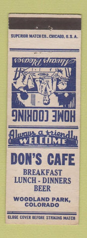 Matchbook Cover - Don's Cafe Woodland Park Colorado