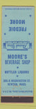 Matchbook Cover - Freddie Moor Beverage Shop Newton MA