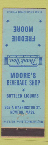 Matchbook Cover - Freddie Moor Beverage Shop Newton MA