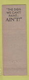 Matchbook Cover - Patrick Sine Studio Silver Spring MD? WEAR