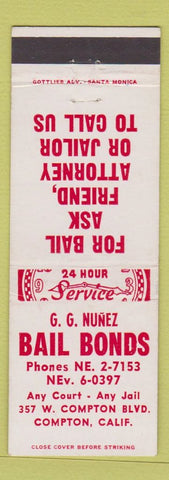 Matchbook Cover - GG Nunez Bail Bonds Compton CA