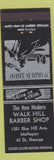 Matchbook Cover - Walk Hill Barber Shop Mattapan Boston MA