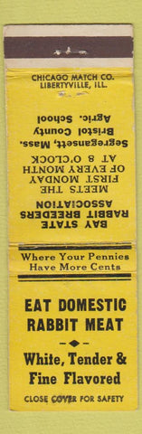 Matchbook Cover - Domestic Rabbit Meat Segregansett MA WEAR