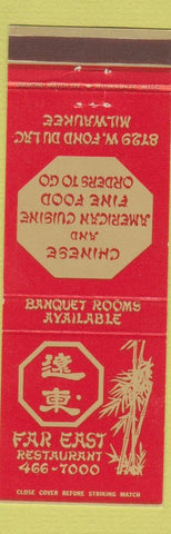 Matchbook Cover - Far East Restaurant Chinese Milwaukee WI