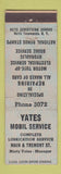 Matchbook Cover - Yates Mobil oil gas Tonawanda NY low phone # WEAR