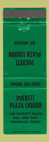 Matchbook Cover - Puckett Plaza Liquor Amarillo TX