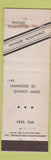 Matchbook Cover - Creighton Benham Restaurant Quincy MA MERCHANTS WEAR