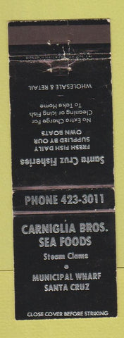 Matchbook Cover - Carniglia Bros Seafood Santa Cruz CA WEAR