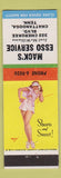 Matchbook Cover - Mack's Esso oil gas Chattanooga TN pinup