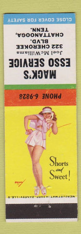 Matchbook Cover - Mack's Esso oil gas Chattanooga TN pinup