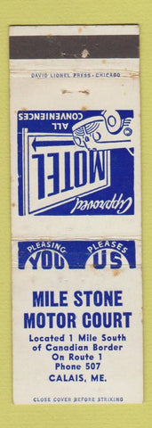 Matchbook Cover - Mile Stone Motor Court Calais ME WEAR
