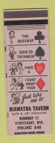 Matchbook Cover - Hiawatha Tavern Sturtevant WI low phone # SAMPLE WEAR