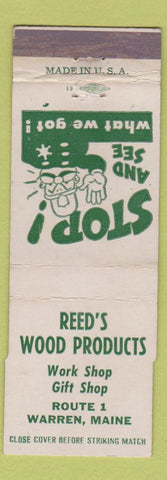Matchbook Cover - Reed's Wood Products Warren ME WEAR