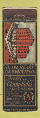 Matchbook Cover - Hotel Annapolis Washington DC FEDERAL LONG WORN